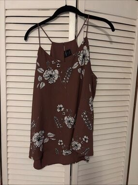Express Brown Floral Spaghetti-Strap Camisole